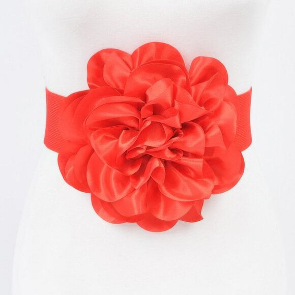 Satin Big Flower Elastic Belt - Picture 7 of 9